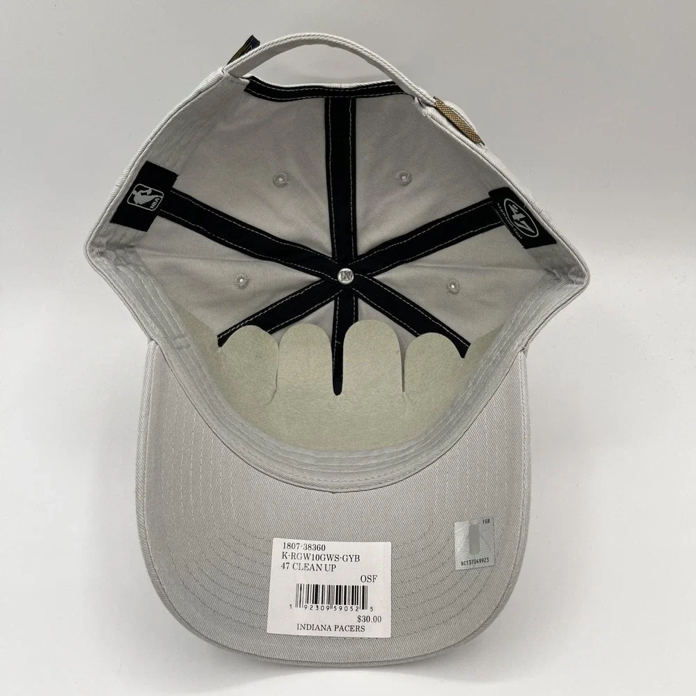 Indiana Pacers 47 Brand Clean Up Hat Strap Back One Size Gray NBA Basketball NEW
